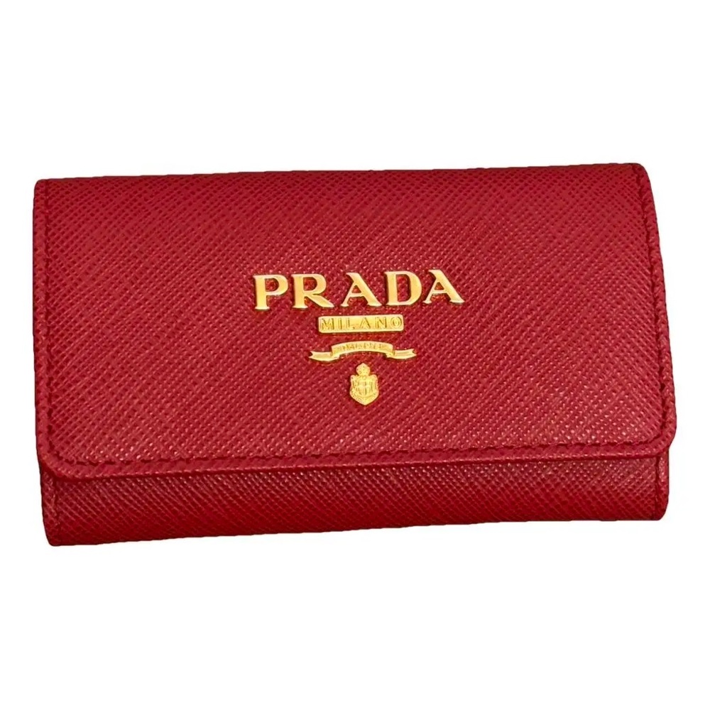 Prada Authentic Red Leather 6-Key Gold Card Holder